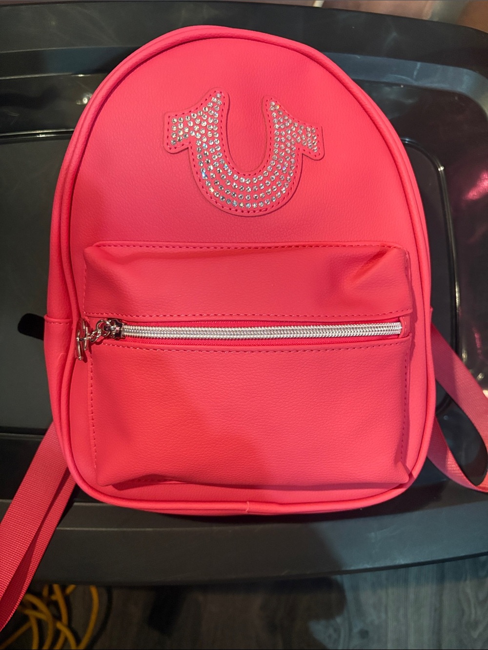 True Religion Hot Pink Mini Backpack with Crystal Horseshoe
